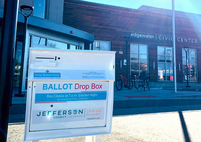 Ballot Drop Box outside Edgewater Civic Center